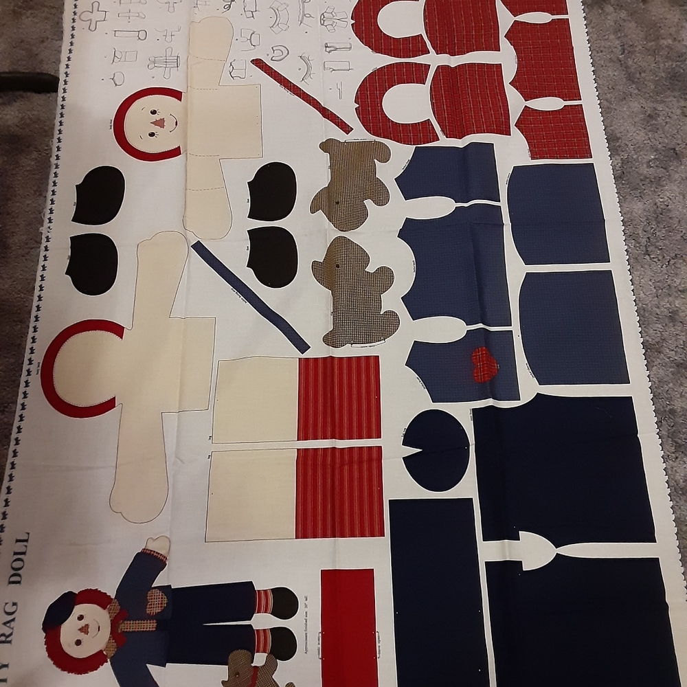 Boy and girl rag doll fabric panels